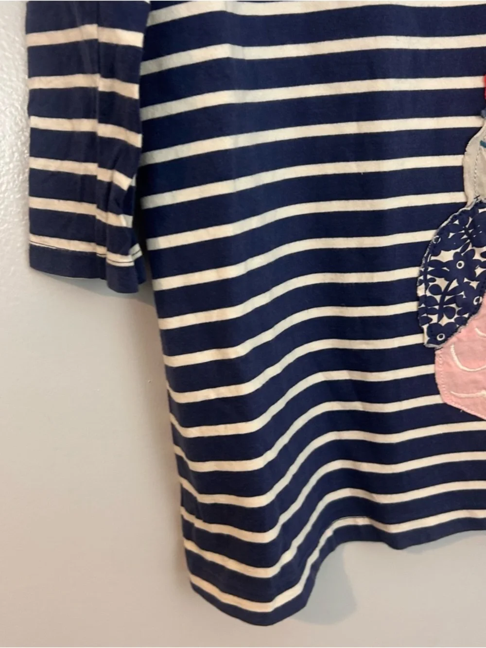Mini Boden Blue Striped Owl Embroidered A-line Dress Youth Girls Size 5-6 Years